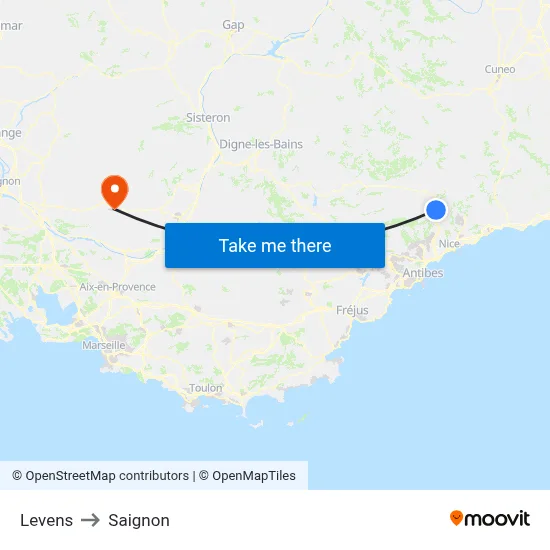 Levens to Saignon map