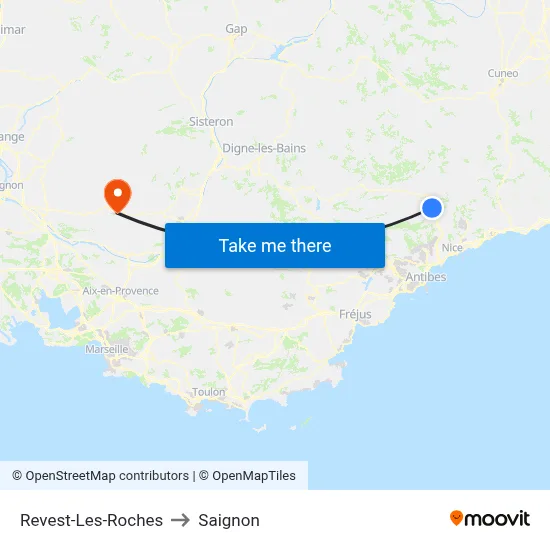 Revest-Les-Roches to Saignon map