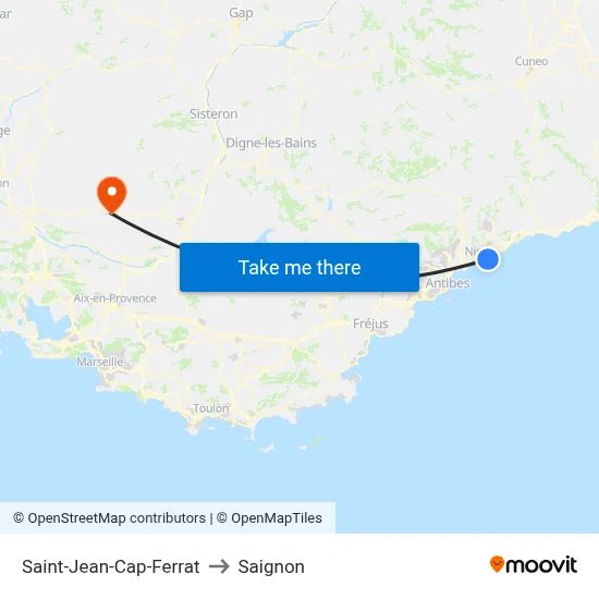 Saint-Jean-Cap-Ferrat to Saignon map