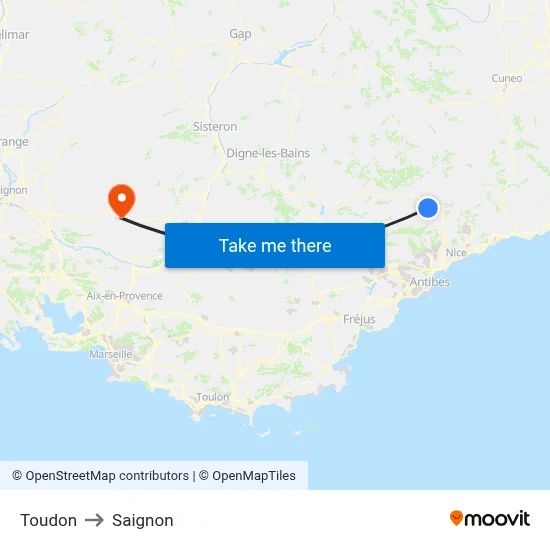 Toudon to Saignon map