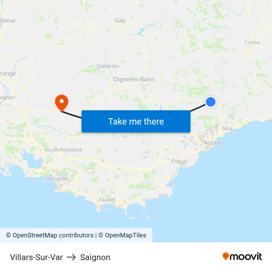 Villars-Sur-Var to Saignon map