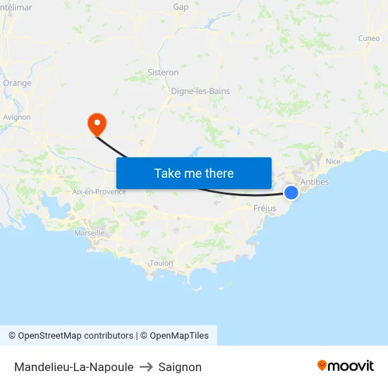 Mandelieu-La-Napoule to Saignon map