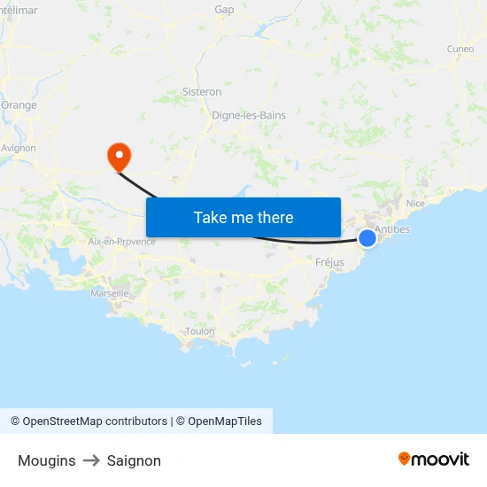 Mougins to Saignon map