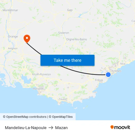 Mandelieu-La-Napoule to Mazan map
