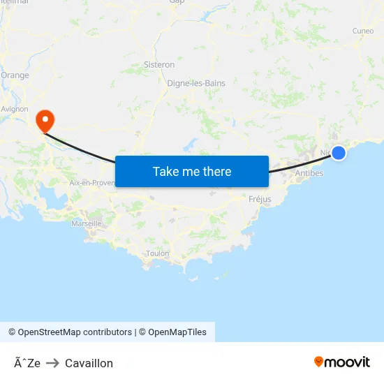 ÃˆZe to Cavaillon map