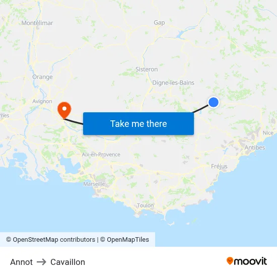 Annot to Cavaillon map
