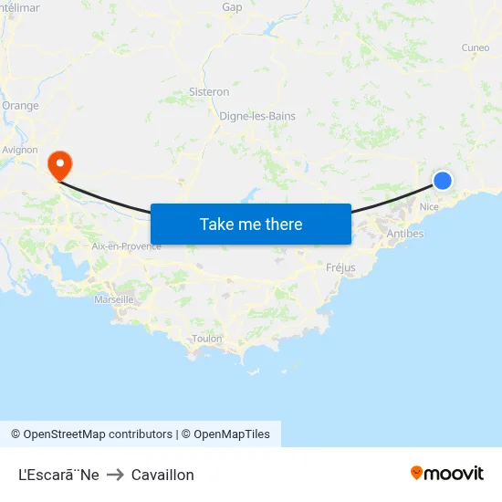 L'Escarã¨Ne to Cavaillon map