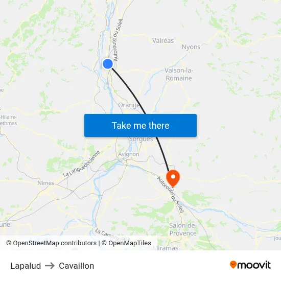 Lapalud to Cavaillon map