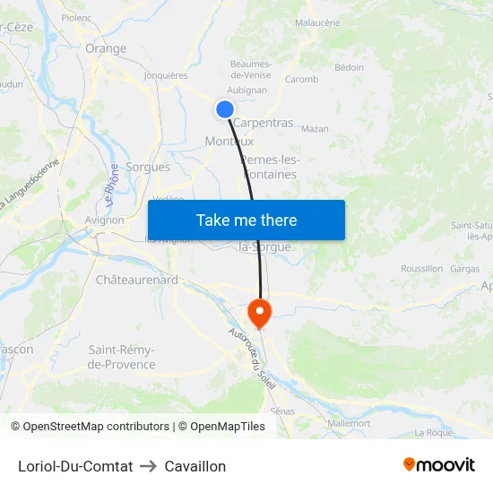 Loriol-Du-Comtat to Cavaillon map