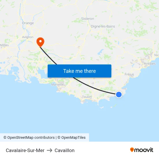 Cavalaire-Sur-Mer to Cavaillon map