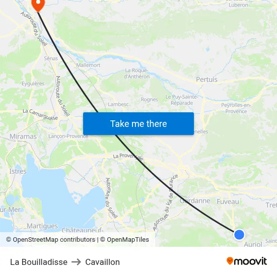 La Bouilladisse to Cavaillon map