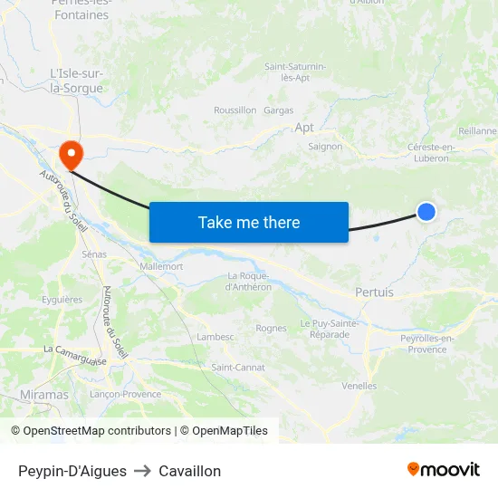 Peypin-D'Aigues to Cavaillon map