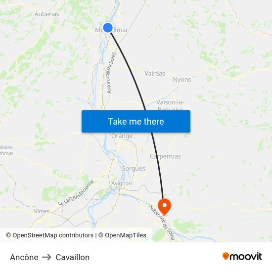 Ancône to Cavaillon map