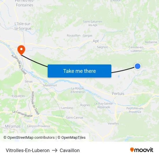 Vitrolles-En-Luberon to Cavaillon map