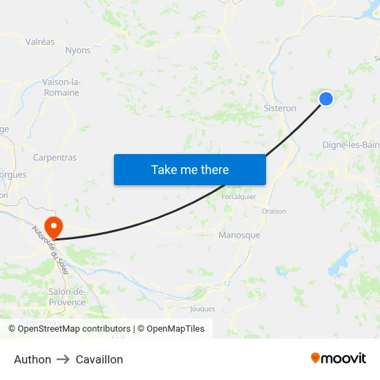 Authon to Cavaillon map