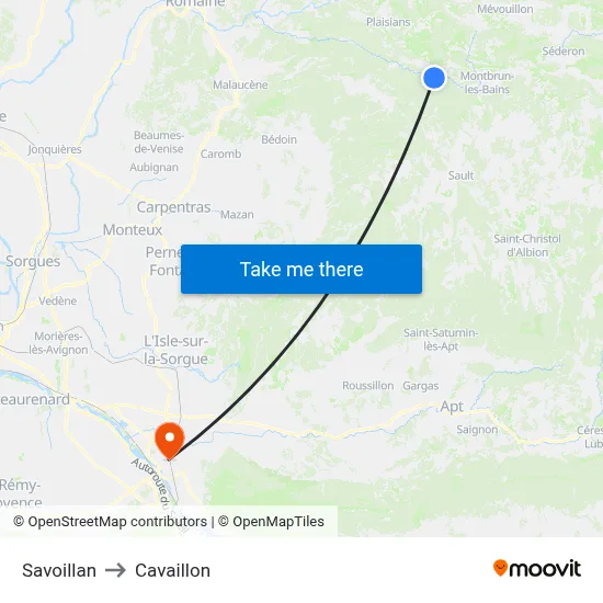 Savoillan to Cavaillon map