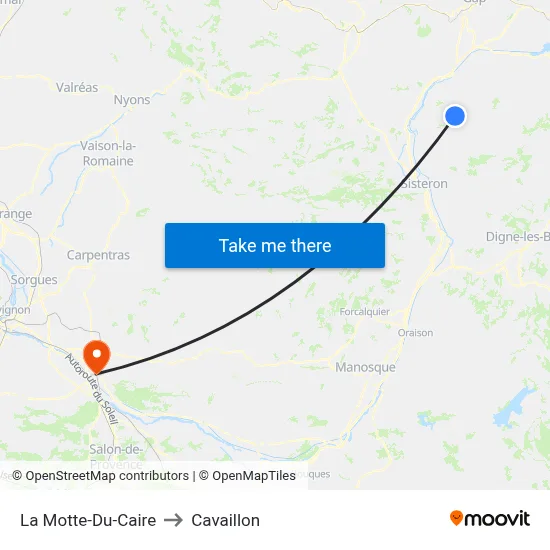 La Motte-Du-Caire to Cavaillon map
