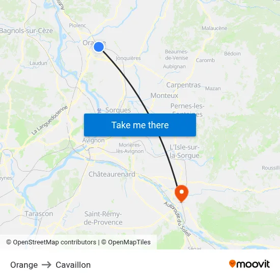 Orange to Cavaillon map