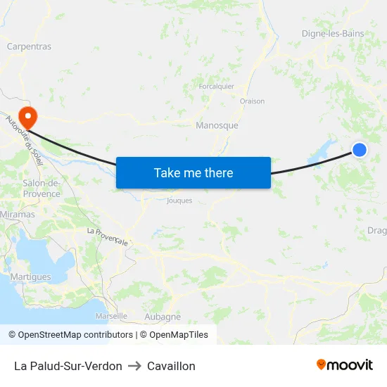 La Palud-Sur-Verdon to Cavaillon map