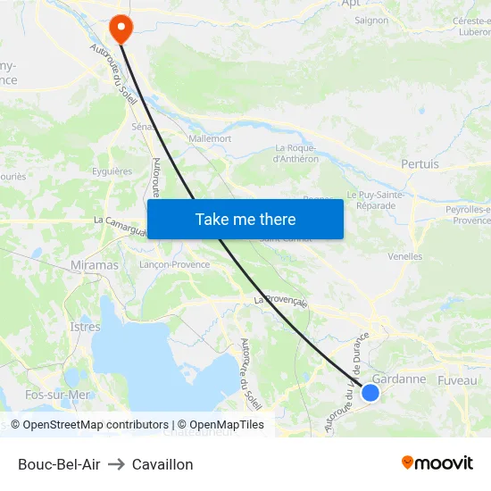 Bouc-Bel-Air to Cavaillon map