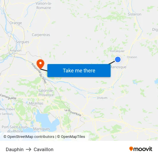 Dauphin to Cavaillon map