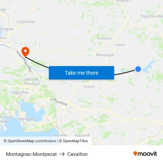 Montagnac-Montpezat to Cavaillon map
