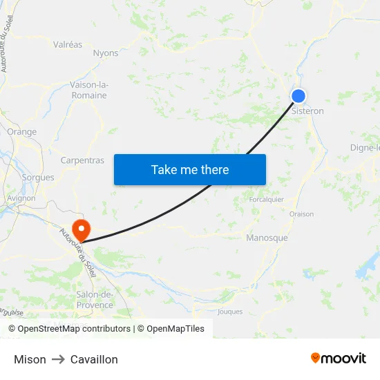 Mison to Cavaillon map