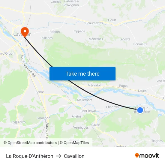 La Roque-D'Anthéron to Cavaillon map