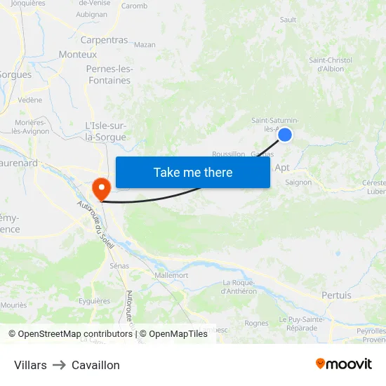 Villars to Cavaillon map