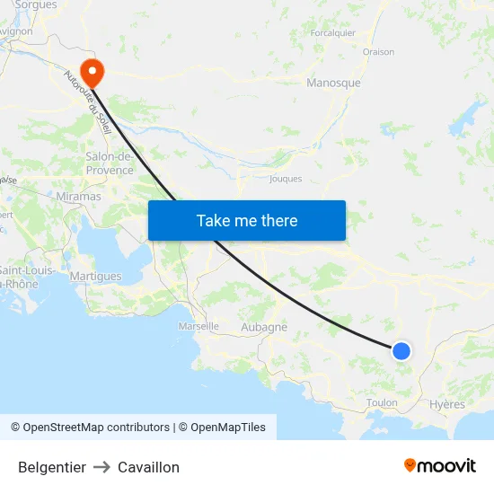 Belgentier to Cavaillon map