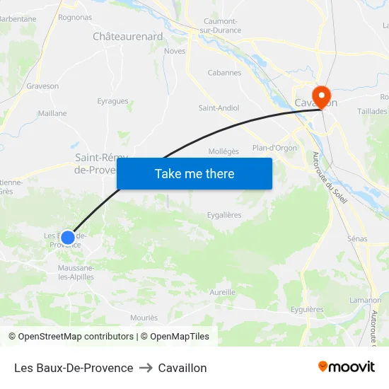 Les Baux-De-Provence to Cavaillon map