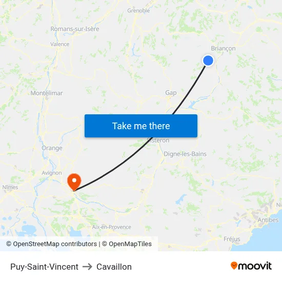 Puy-Saint-Vincent to Cavaillon map