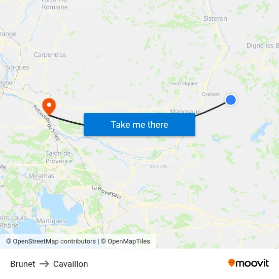 Brunet to Cavaillon map