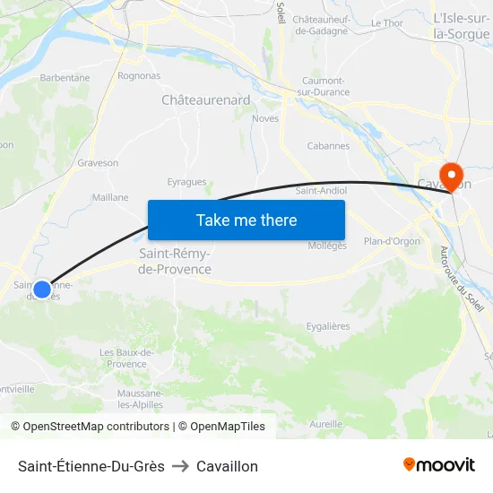 Saint-Étienne-Du-Grès to Cavaillon map
