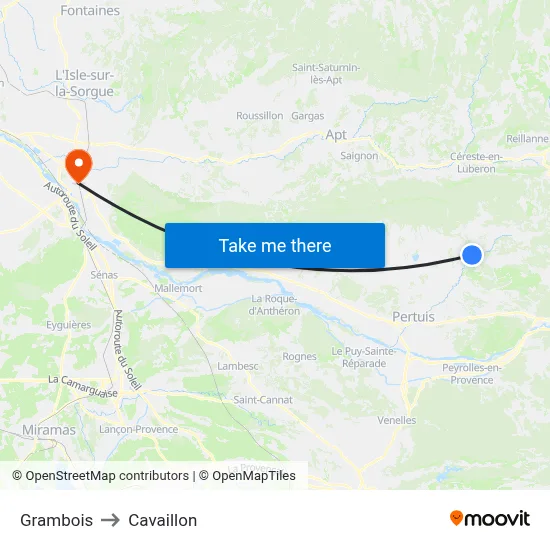 Grambois to Cavaillon map
