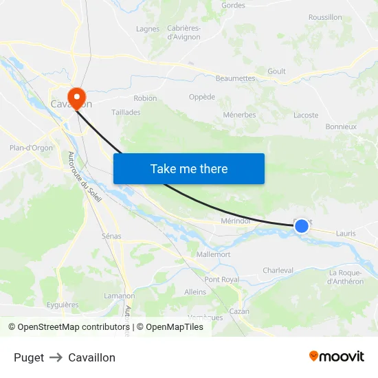 Puget to Cavaillon map