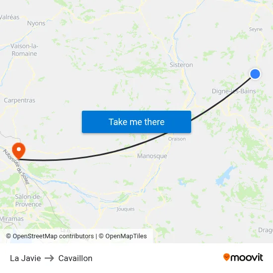 La Javie to Cavaillon map