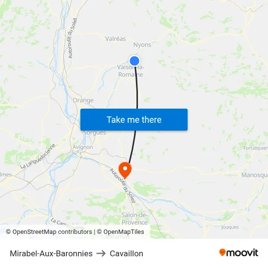 Mirabel-Aux-Baronnies to Cavaillon map