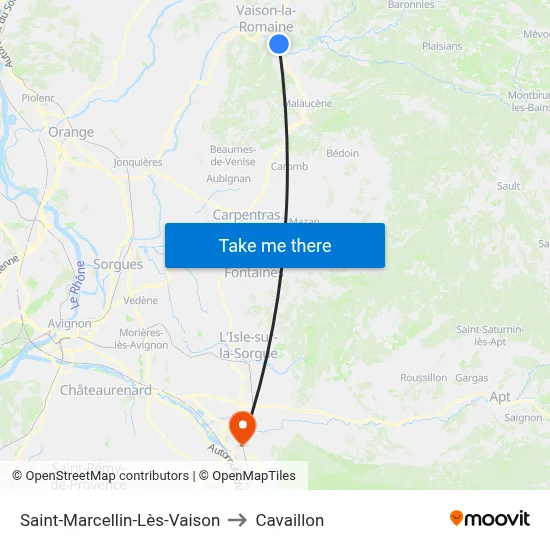 Saint-Marcellin-Lès-Vaison to Cavaillon map
