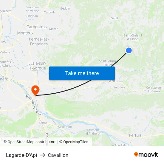 Lagarde-D'Apt to Cavaillon map