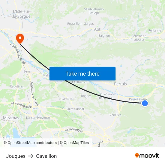 Jouques to Cavaillon map