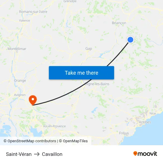 Saint-Véran to Cavaillon map