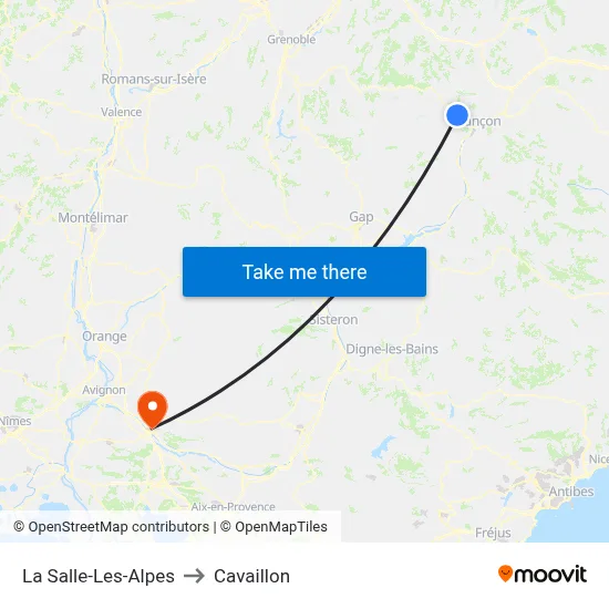 La Salle-Les-Alpes to Cavaillon map
