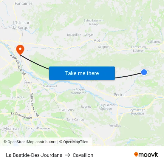 La Bastide-Des-Jourdans to Cavaillon map