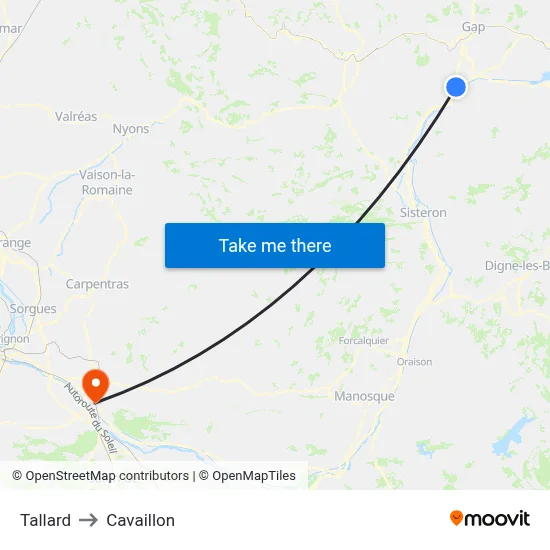Tallard to Cavaillon map