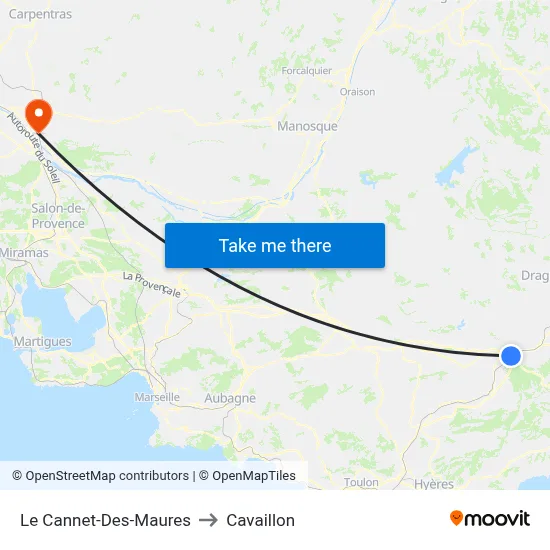 Le Cannet-Des-Maures to Cavaillon map