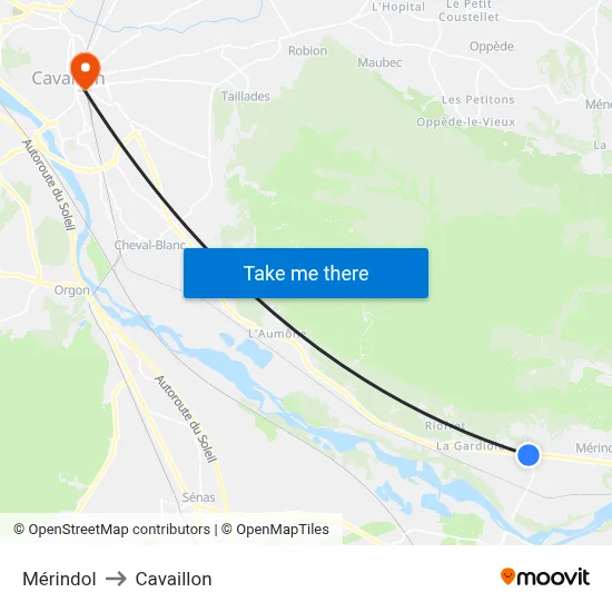 Mérindol to Cavaillon map