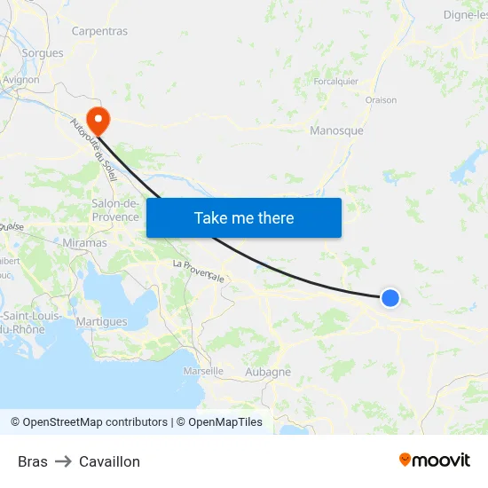 Bras to Cavaillon map