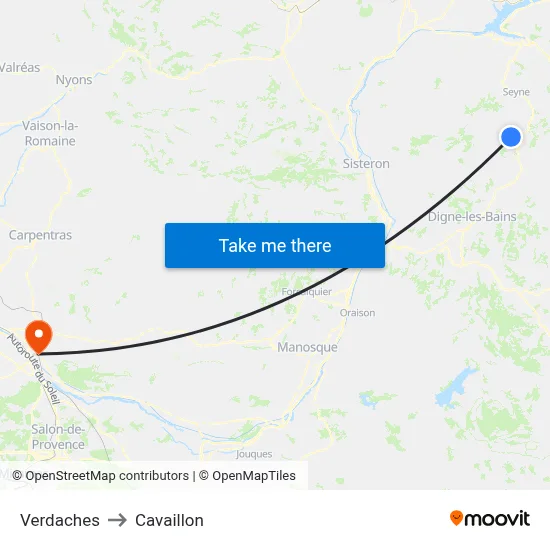 Verdaches to Cavaillon map