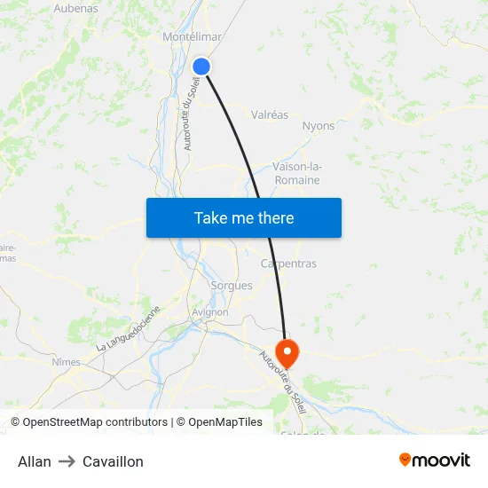 Allan to Cavaillon map
